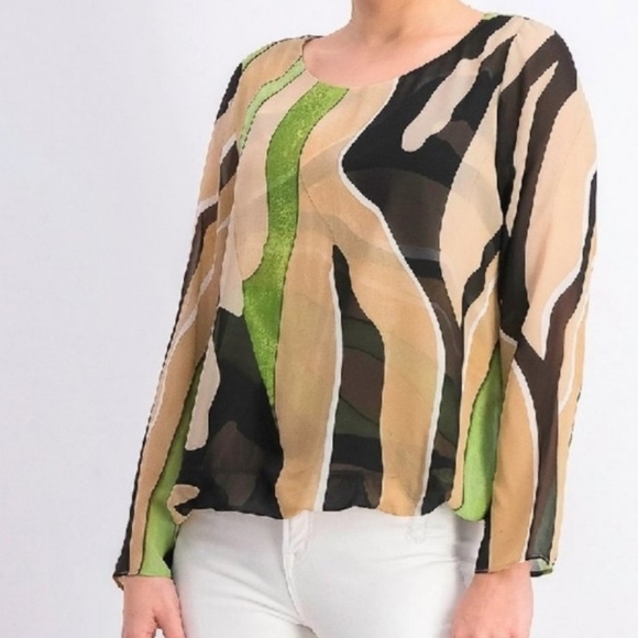 ALFANI Striped Longsleeve Blouse Size Large. - Picture 10 of 15